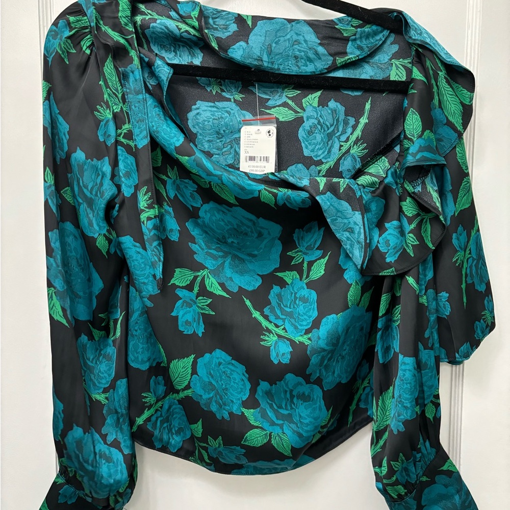 NWT Free People These Nights Teal Blouse - Picture 3 of 4